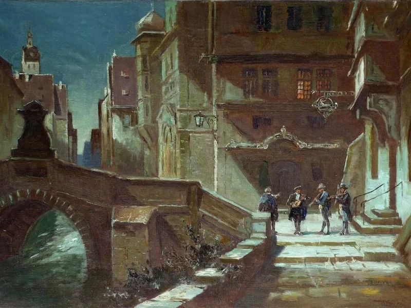 1883-Anna Klein - Musicisti nel centro storico di Bamberga